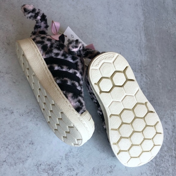 Adidas Originals Superstar 360 Kids Sneakers Fuzzy Leopard Tail Pink Black - Picture 5 of 16